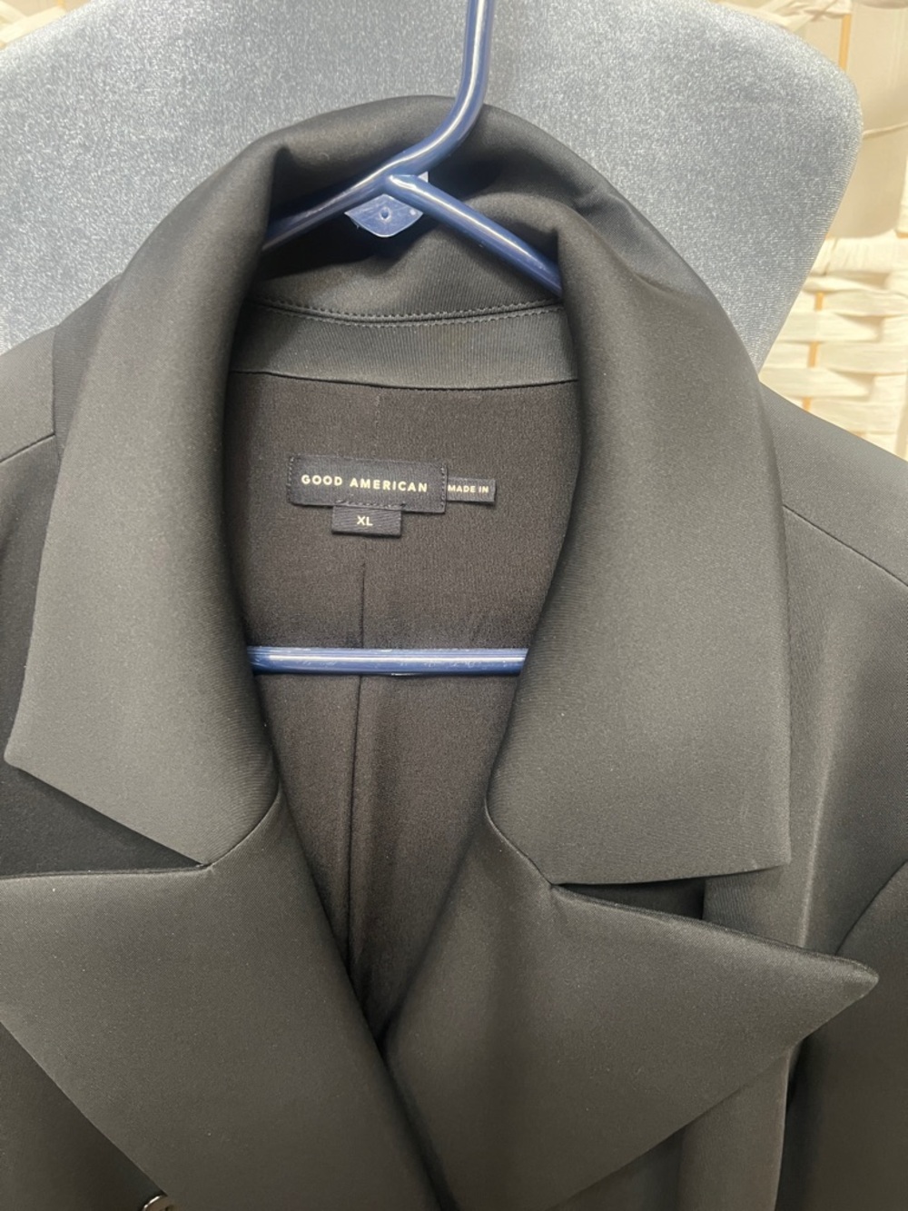 Good American Double-Breasted Black Blazer Coat
